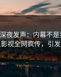 主持人深夜发声：内幕不是我干的！人人影视全网疯传，引发众怒