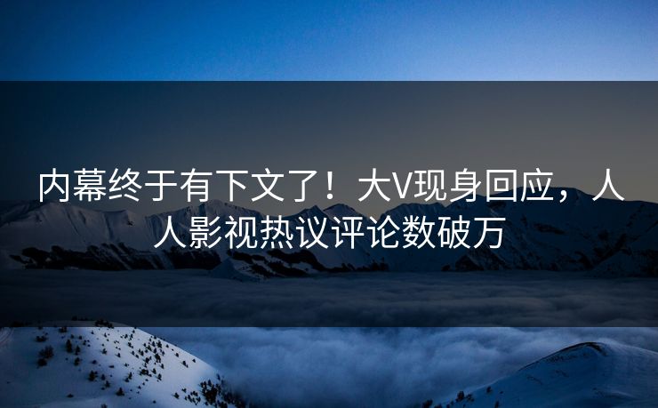 内幕终于有下文了！大V现身回应，人人影视热议评论数破万