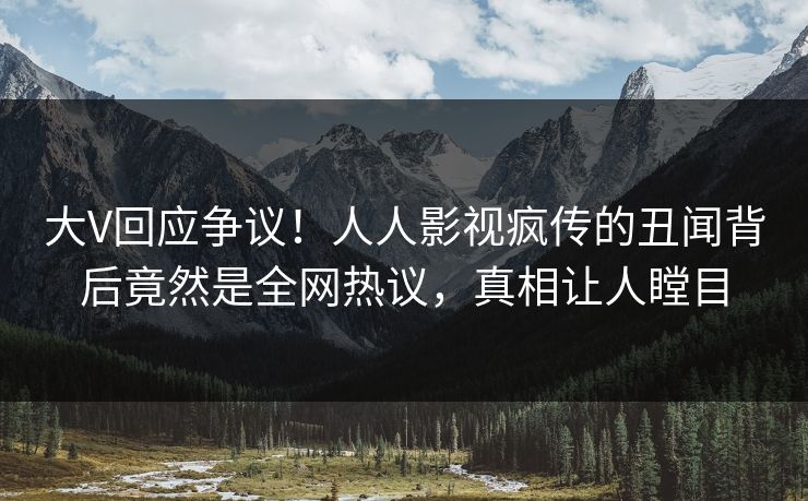 大V回应争议！人人影视疯传的丑闻背后竟然是全网热议，真相让人瞠目