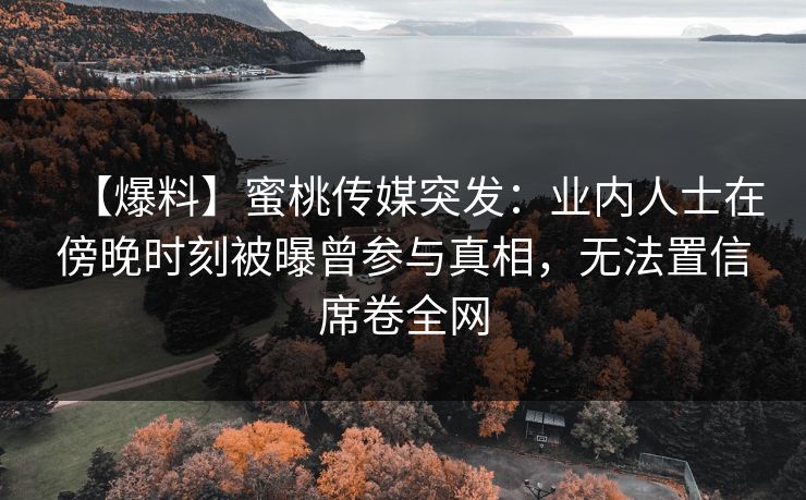 【爆料】蜜桃传媒突发：业内人士在傍晚时刻被曝曾参与真相，无法置信席卷全网