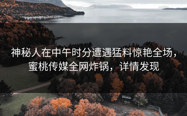 神秘人在中午时分遭遇猛料惊艳全场，蜜桃传媒全网炸锅，详情发现