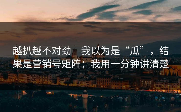 越扒越不对劲｜我以为是“瓜”，结果是营销号矩阵：我用一分钟讲清楚